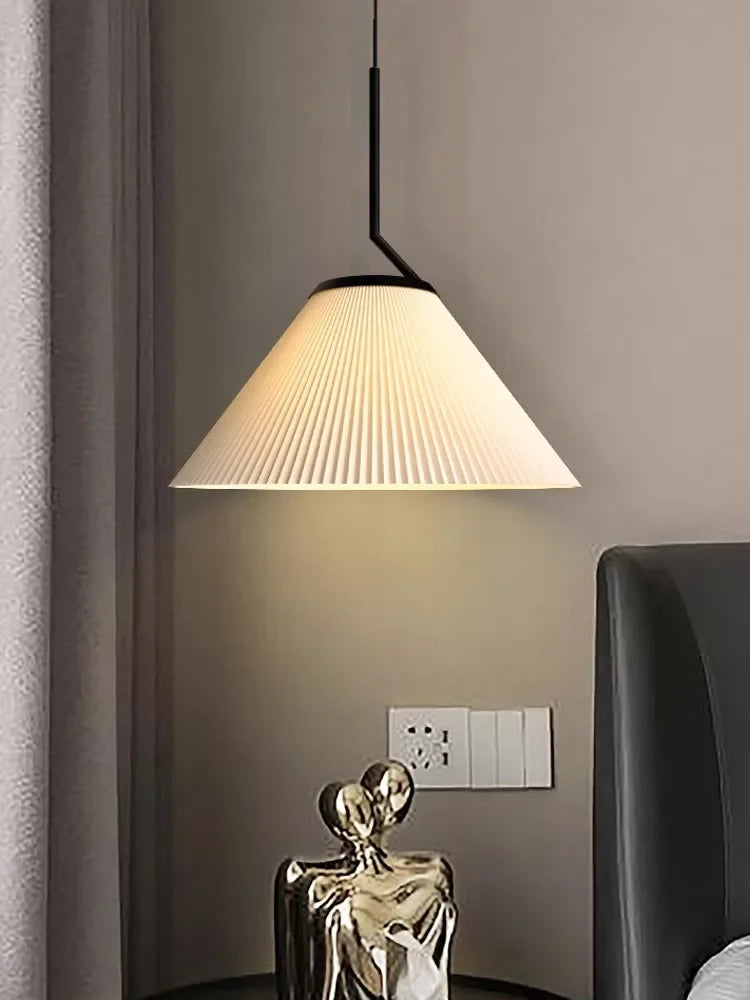 Nordique Plissé Crème PENDENTIF LED Lumière Pour Salon Cuisine Restaurant Lustre Loft Suspension Lustre Décoration de La Maison - vue 4 sur 7