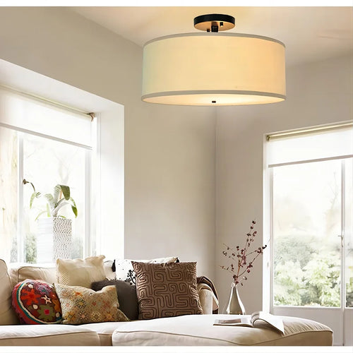 plafonnier moderne en fer forgé avec tissu lumineux - vue 4 sur 6