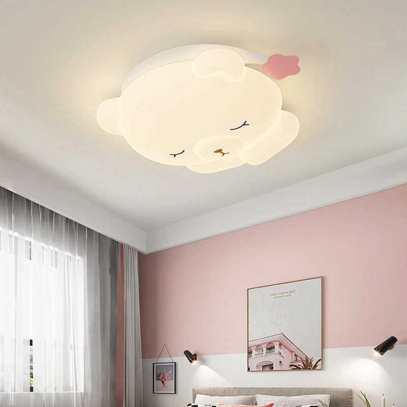 Mignon bonnet de nuit ours lampe chambre d'enfants plafonniers romantique chaud chambre de bébé garçon fille chambre plafonniers dessin animé chambre décor - vue 4 sur 9