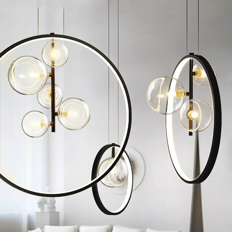 lustre en verre design nordique pour éclairage moderne décoratif - vue 5 sur 16