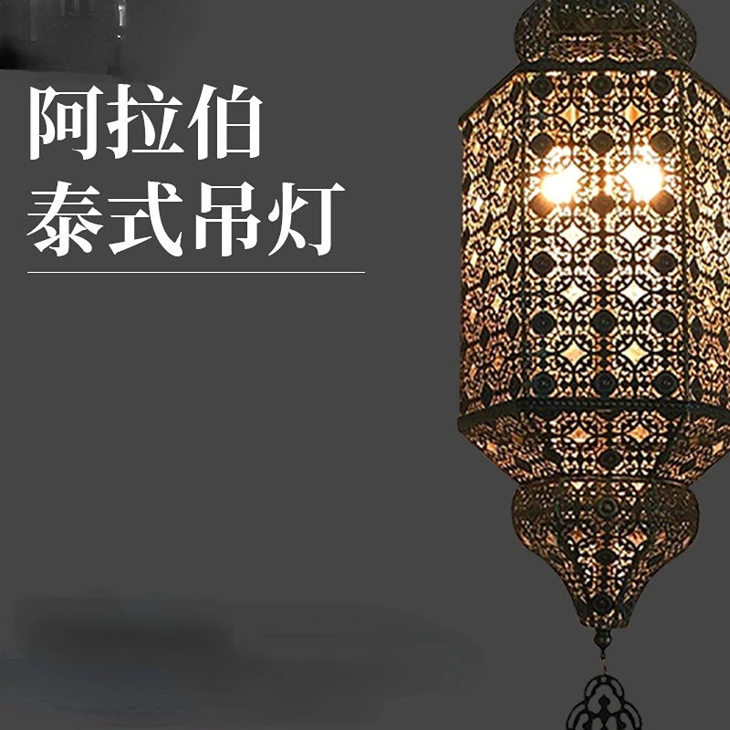 lustre rétro thaïlandais style arabe pour restaurant et bar - vue 3 sur 9