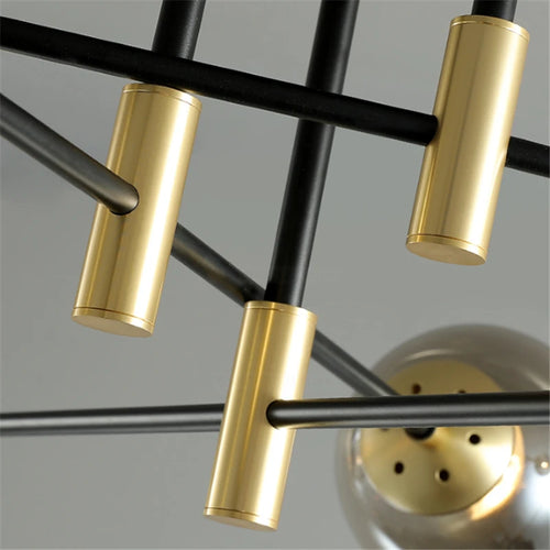 lustre nordique moderne led avec boules de verre - vue 6 sur 18