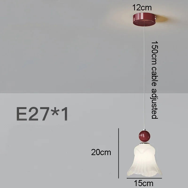 suspension en verre à fleurs blanches givrées avec cordon pour protection des yeux