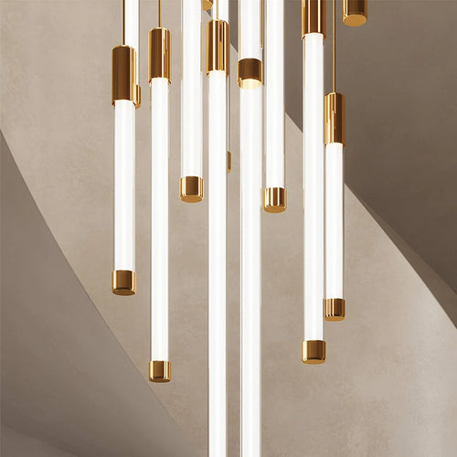 Modern luxury staircase LED pendant lights, duplex living room and attic lighting, restaurant decoration, hanging pendant lights - vue 6 sur 15