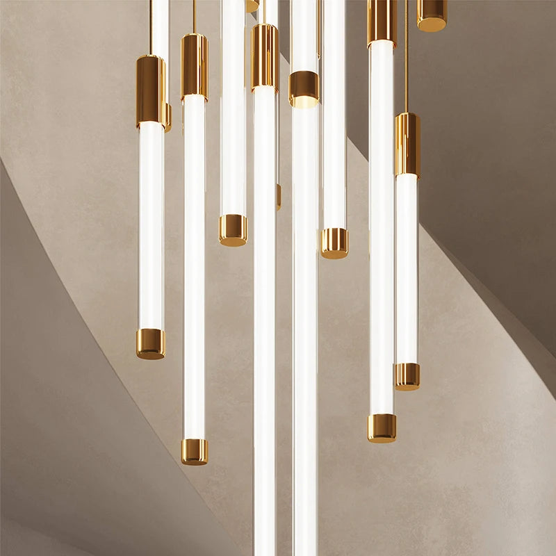 Modern luxury staircase LED pendant lights, duplex living room and attic lighting, restaurant decoration, hanging pendant lights - vue 5 sur 15