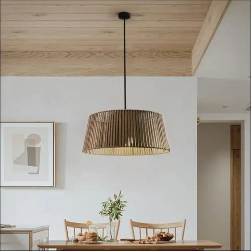 lustre nordique sandyha tissé corde éclairage led maison - vue 2 sur 12