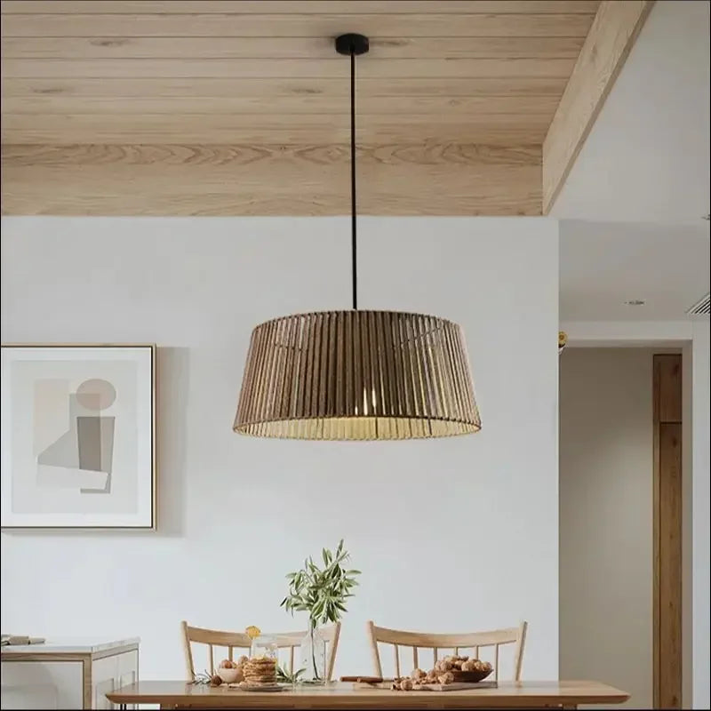 lustre nordique sandyha tissé corde éclairage led maison - vue 2 sur 12