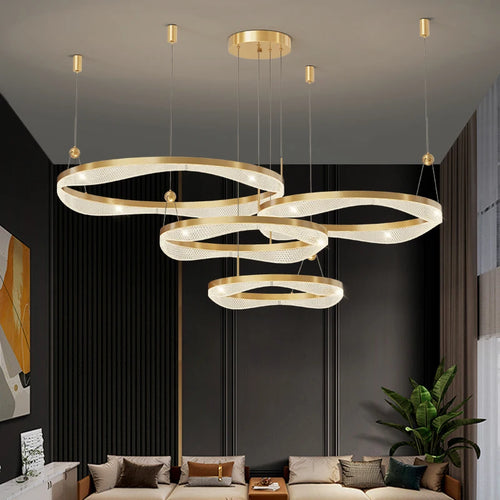 lustre moderne à led pour décoration intérieure élégante et contemporaine - vue 2 sur 16