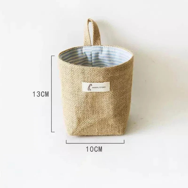 panier de rangement en coton et lin avec poignée - vue 12 sur 16