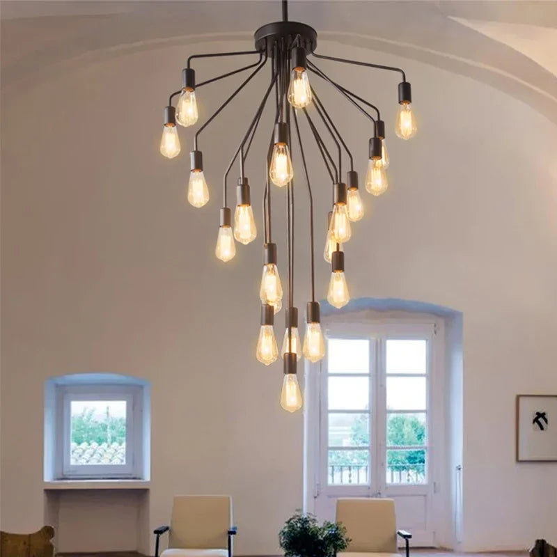 lustre rétro en fer avec led pour décoration intérieure - vue 6 sur 8