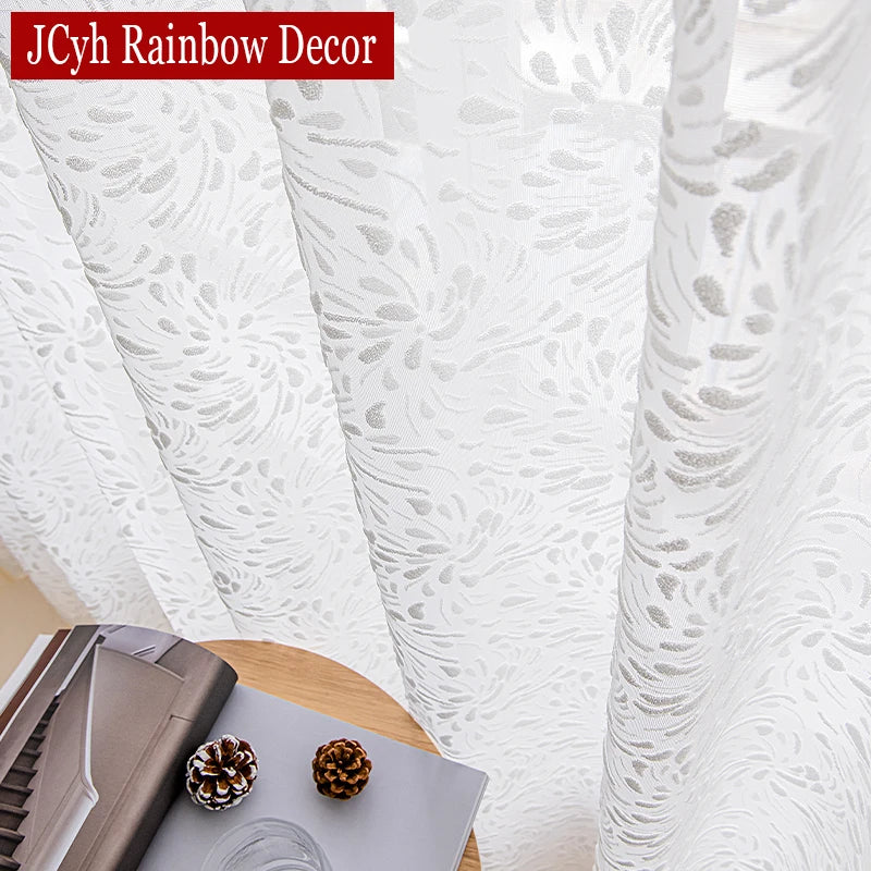 Voilage tulle à motifs décoratifs pour salon chambre - vue 1 sur 7