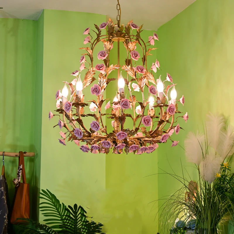 Nordique Lumière De Luxe E14 LED Lustre Rose Cuivre En Céramique Suspension Restaurant Salon Chambre Éclairage Décoration - vue 4 sur 11