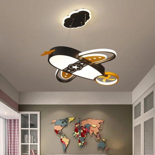 lustre avion moderne pour enfants avec éclairage télécommandé - vue 3 sur 11