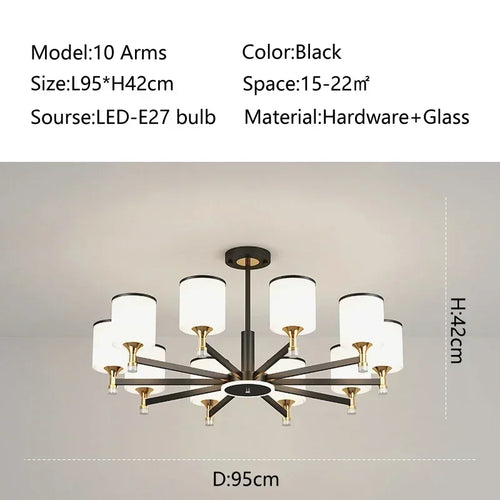 suspension moderne en verre doré et noir pour intérieur élégant - vue 11 sur 17