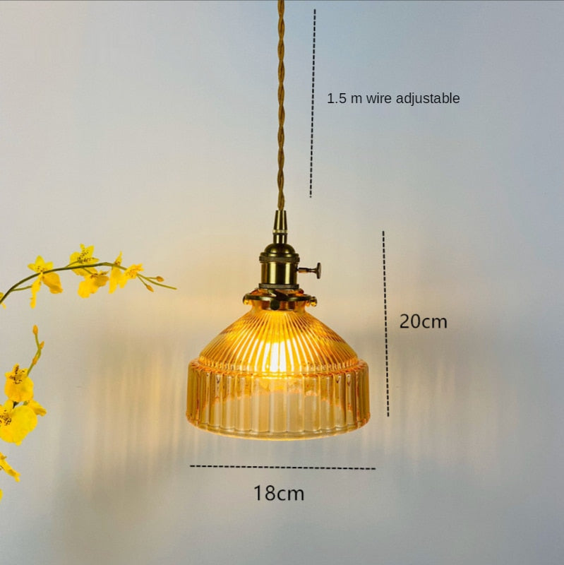 Suspension avec abat-jour en verre rétro Casbelle - vue 11 sur 13