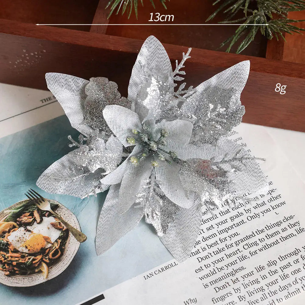 décoration suspendue fleur pailletée pour arbre de noël - vue 27 sur 34