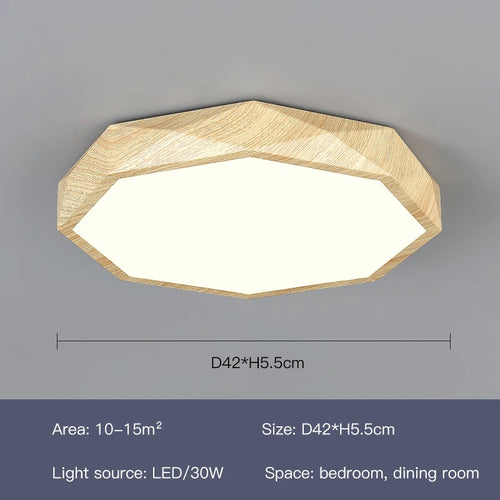 plafonnier led moderne en bois et métal design géométrique - vue 13 sur 14