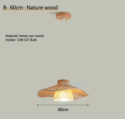 lustre suspendu wabi-sabi en corde de chanvre - vue 25 sur 24