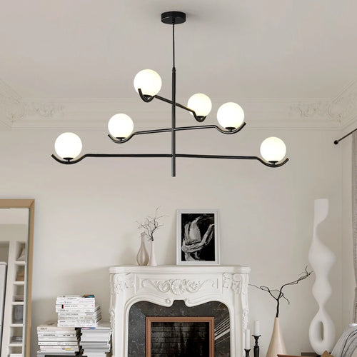 lustre design moderne en verre avec structure métallique - vue 2 sur 9