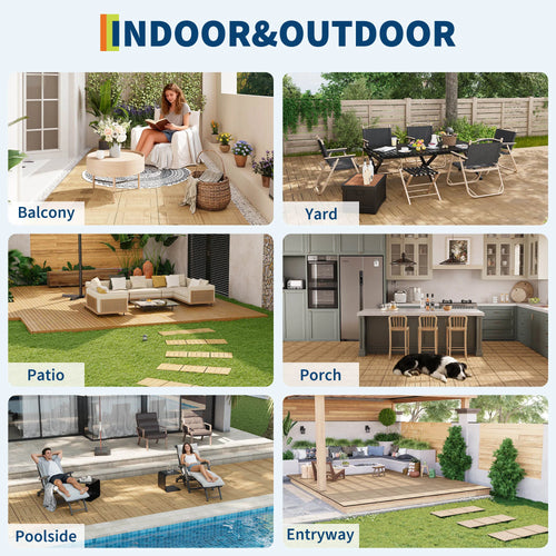 Dalles terrasse bois acacia 12x12 pouces antiderapantes clipsables - vue 8 sur 8