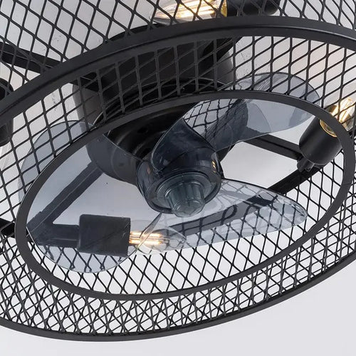 plafonnier ventilateur télécommandé style industriel pour loft - vue 6 sur 7