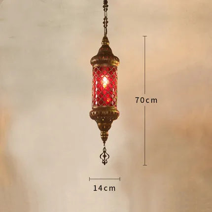 lustre industriel rétro en fer et verre coloré pour établissements asiatiques - vue 13 sur 14