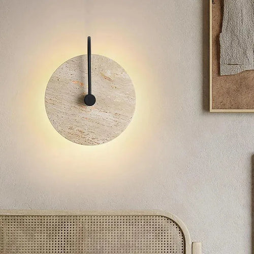 applique murale japonaise en travertin jaune à led pour hôtel et décoration - vue 6 sur 11
