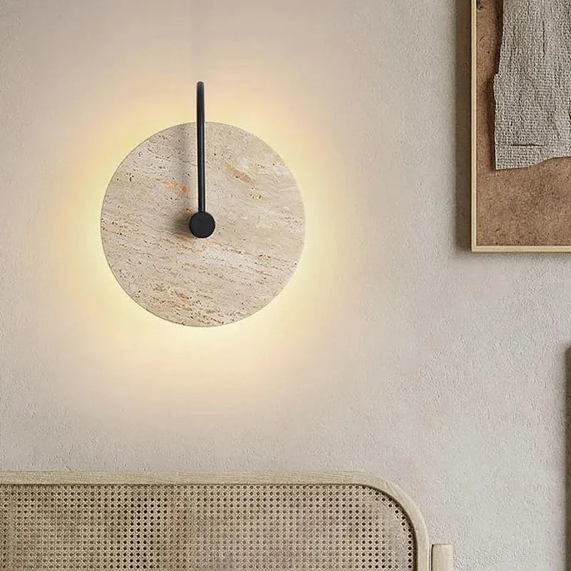 applique murale japonaise en travertin jaune à led pour hôtel et décoration - vue 5 sur 11