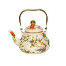 bouilloire vintage émaillée motif floral poignée dorée cuisine