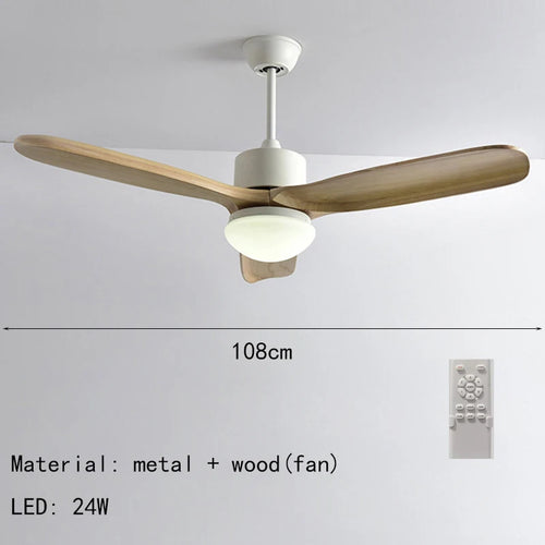 ventilateur de plafond nordique à lumière télécommandée en bois et métal - vue 10 sur 12