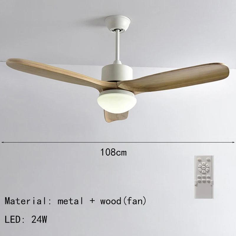 ventilateur de plafond nordique à lumière télécommandée en bois et métal - vue 9 sur 12
