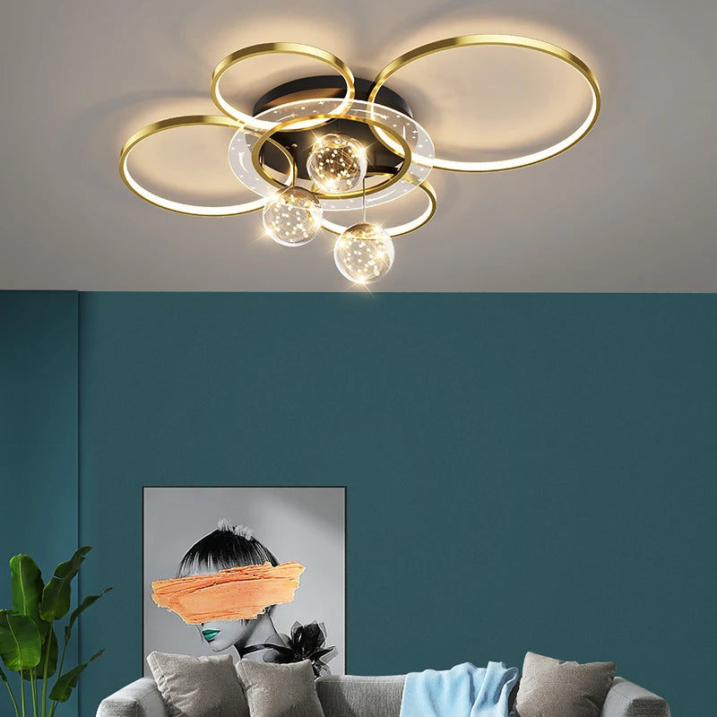 plafonnier moderne en forme d'anneaux décoratif pour intérieur - vue 4 sur 7