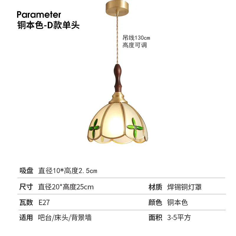 lustre rétro en cuivre et verre pour intérieur élégant - vue 11 sur 14