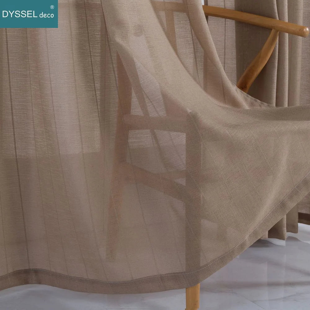 Rideau voilage rayures style europeen pour salon chambre - vue 2 sur 8