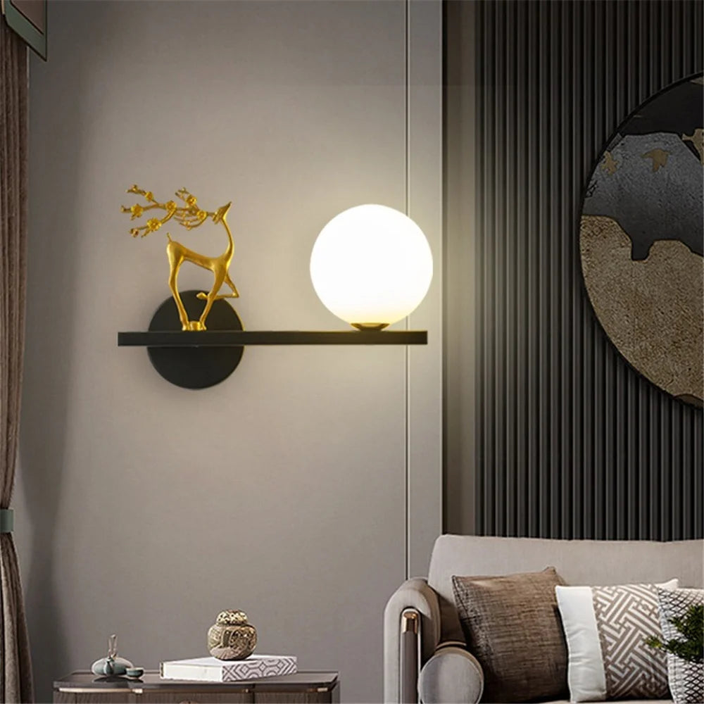 applique murale led cerf doré pour décoration artistique intérieure - vue 2 sur 8