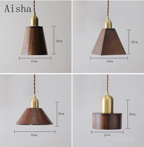 suspension rétro japonaise en noyer pour décoration intérieure - vue 7 sur 10