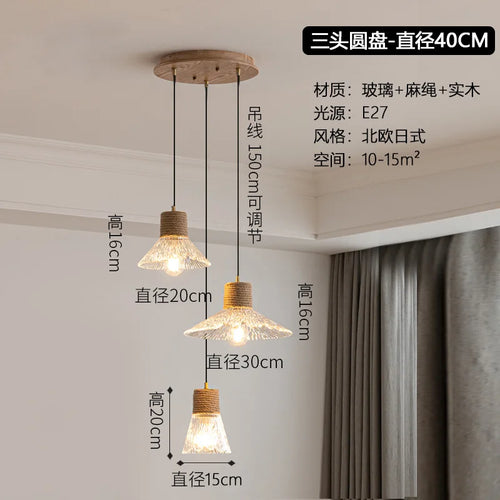 lustre nordique japonais trois têtes style bûche pour intérieur créatif - vue 13 sur 13