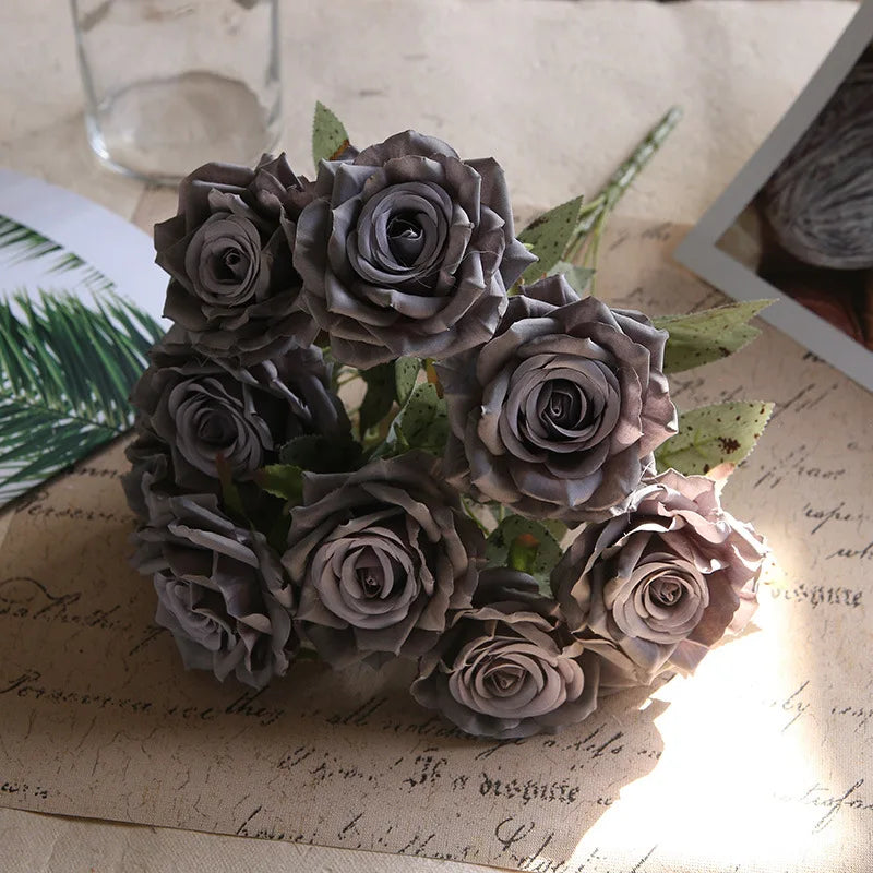 fleurs de roses artificielles bouquet décoration pour la maison et bureau - vue 7 sur 14