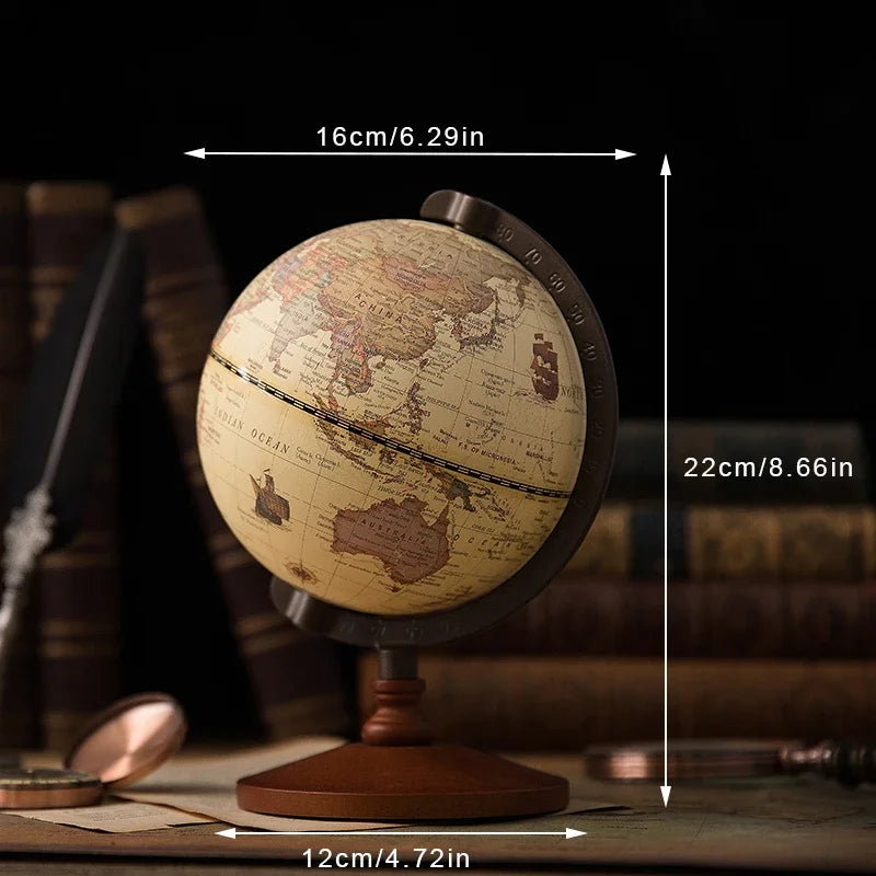 globe terrestre en bois avec lumière led décoration vintage et constellation