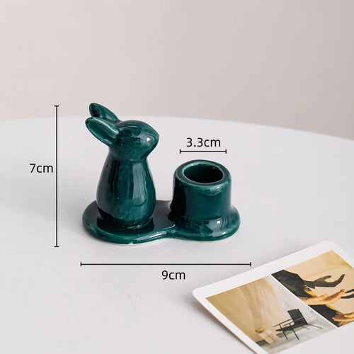 bougeoirs en céramique lapin décoratifs pour la maison - vue 10 sur 11