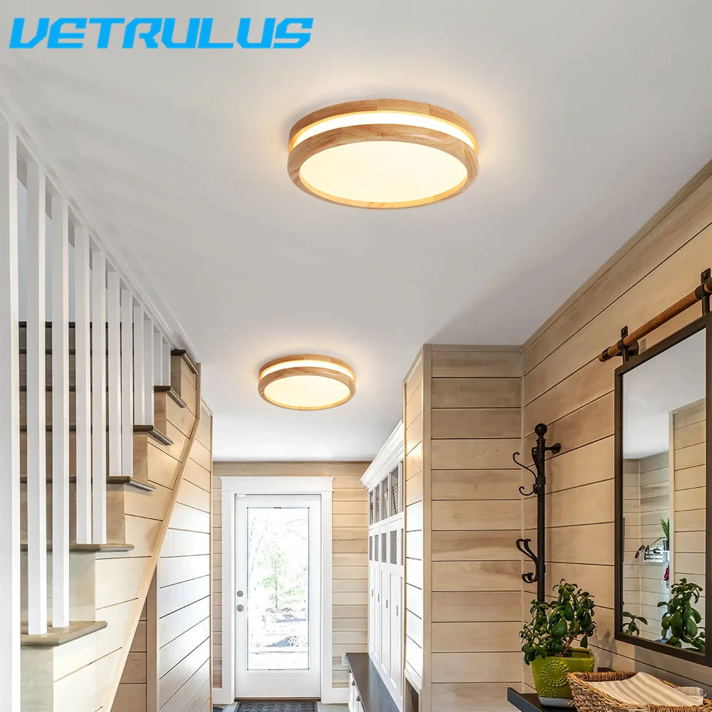 plafonnier led en bois design moderne luminaire décoratif minimaliste