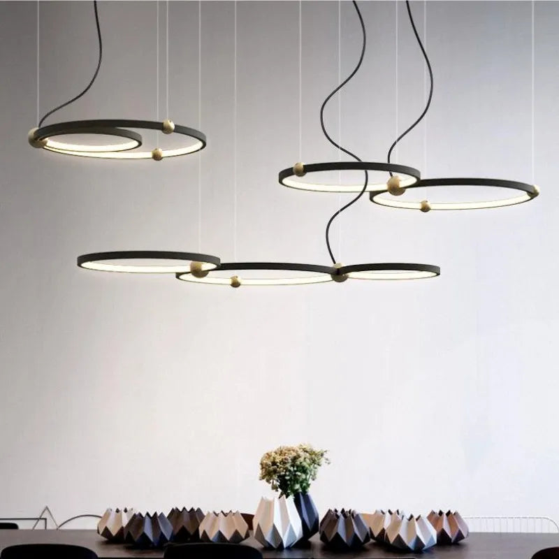 lustre moderne avec anneau suspension led pour décoration suspendue - vue 4 sur 9