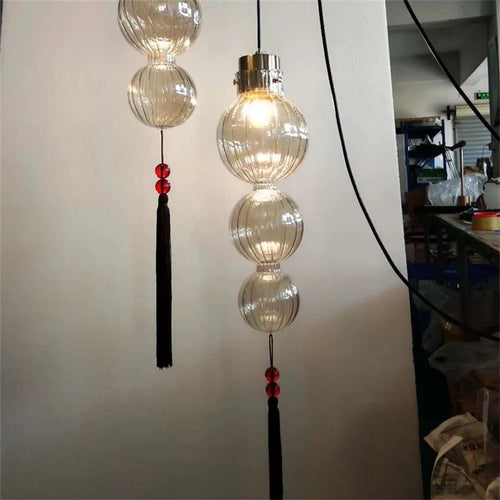 suspension en verre teinté style chinois pour décoration intérieure - vue 10 sur 15