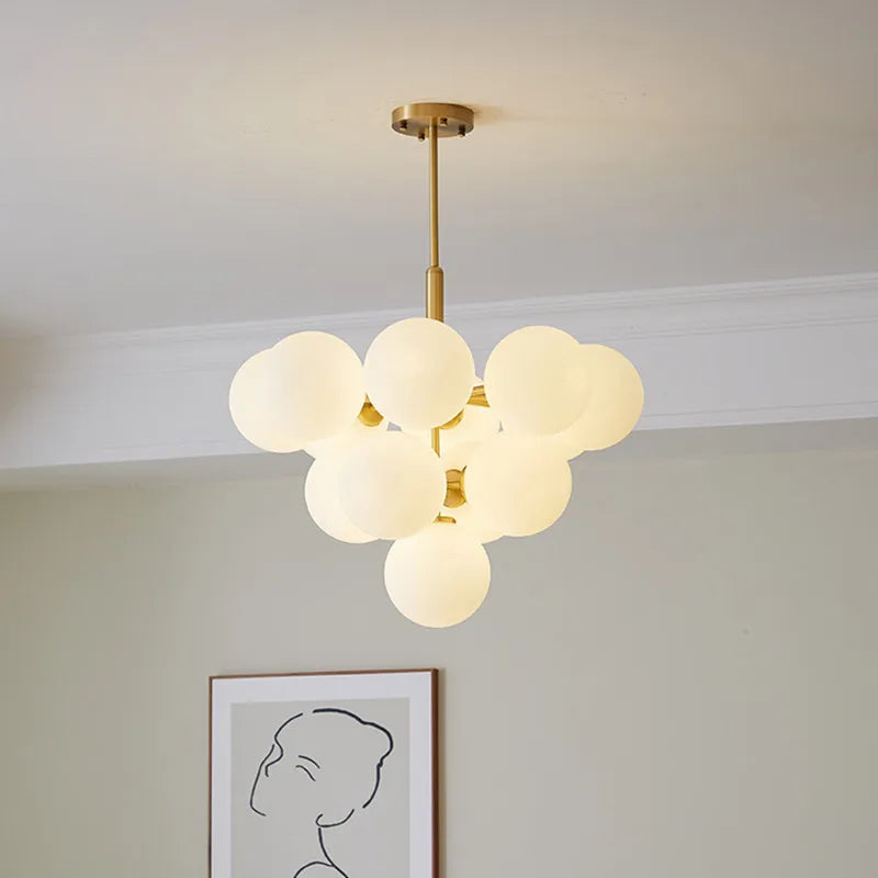 suspension LED design nordique en boule de verre - vue 4 sur 12
