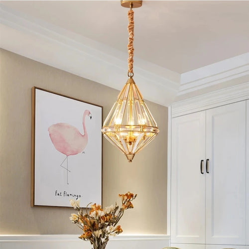 suspension en cristal doré design nordique pour décoration élégante - vue 5 sur 7