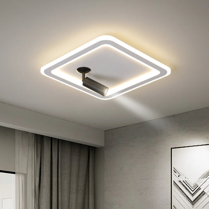 ins moderne plafond led ronde carrée avec projecteur monté en surface - vue 1 sur 15