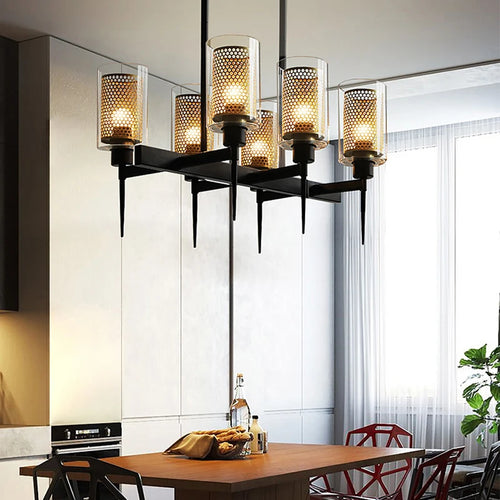 lustre industriel rétro nordique led pour décoration restaurant bar - vue 3 sur 8