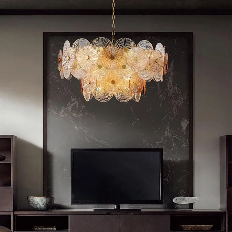 lustre en verre moderne avec lumière led design élégant - vue 1 sur 10