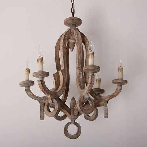 lustre vintage en bois massif style américain pour divers espaces - vue 6 sur 7