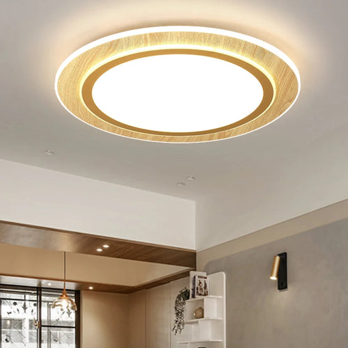 lampes de plafond led ultra-minces en bois style japonais - vue 3 sur 9